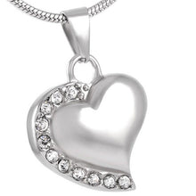 Load image into Gallery viewer, Memorial Heart Cremation Urn Necklace With Rhinestones