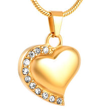 Load image into Gallery viewer, Memorial Heart Cremation Urn Necklace With Rhinestones
