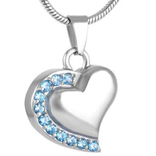Load image into Gallery viewer, Memorial Heart Cremation Urn Necklace With Rhinestones