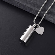 Load image into Gallery viewer, &quot;Miss You&quot; Silver Cylinder Cremation Urn Necklace