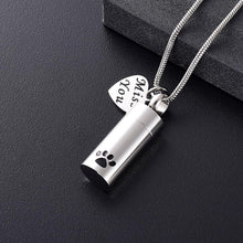 Load image into Gallery viewer, &quot;Miss You&quot; Silver Cylinder Cremation Urn Necklace