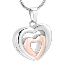 Load image into Gallery viewer, Modern Double Heart Cremation Urn Necklace