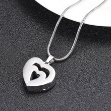 Load image into Gallery viewer, Modern Double Heart Cremation Urn Necklace