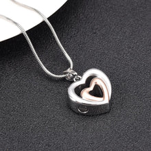 Load image into Gallery viewer, Modern Double Heart Cremation Urn Necklace