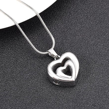 Load image into Gallery viewer, Modern Double Heart Cremation Urn Necklace