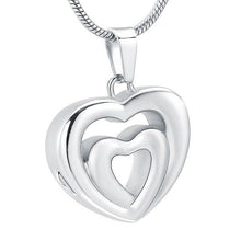 Load image into Gallery viewer, Modern Double Heart Cremation Urn Necklace