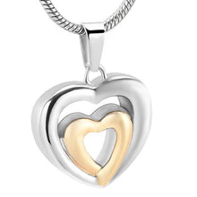 Load image into Gallery viewer, Modern Double Heart Cremation Urn Necklace