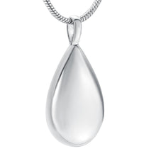 Load image into Gallery viewer, Modern Silver Water Drop Cremation Urn Necklace