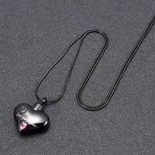 Load image into Gallery viewer, &quot;Mom, Love You Forever&quot; Heart Shaped Cremation Urn Necklace With Rhinestone