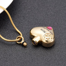 Load image into Gallery viewer, &quot;Mom, Love You Forever&quot; Heart Shaped Cremation Urn Necklace With Rhinestone
