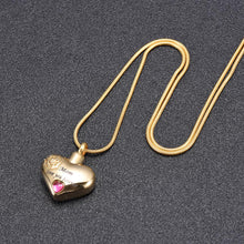 Load image into Gallery viewer, &quot;Mom, Love You Forever&quot; Heart Shaped Cremation Urn Necklace With Rhinestone