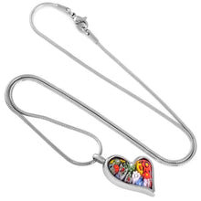 Load image into Gallery viewer, Multi-Color Murano Glass Heart Shaped Floral Cremation Urn Necklace