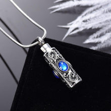 Load image into Gallery viewer, Ornate Cremation Urn Necklace Cylinder with Gemstones