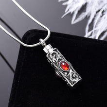 Load image into Gallery viewer, Ornate Cremation Urn Necklace Cylinder with Gemstones