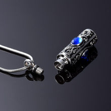 Load image into Gallery viewer, Ornate Cremation Urn Necklace Cylinder with Gemstones