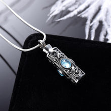 Load image into Gallery viewer, Ornate Cremation Urn Necklace Cylinder with Gemstones