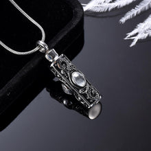 Load image into Gallery viewer, Ornate Cremation Urn Necklace Cylinder with Gemstones