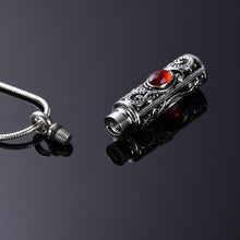 Load image into Gallery viewer, Ornate Cremation Urn Necklace Cylinder with Gemstones