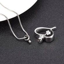 Load image into Gallery viewer, Paw Print In Heart Pet Cremation Urn Necklace