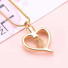 Load image into Gallery viewer, Paw Print In Heart Pet Cremation Urn Necklace