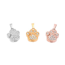 Load image into Gallery viewer, Pet Paw Cremation Urn Necklace With Rhinestones