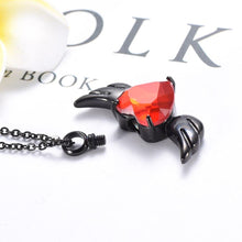 Load image into Gallery viewer, Red Crystal Heart &amp; Angel Wing Cremation Urn Necklace