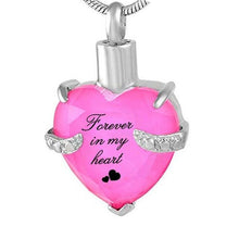 Load image into Gallery viewer, Rhinestone Heart Shaped "Forever In My Heart" Engraving Urn Necklace