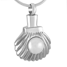 Load image into Gallery viewer, Seashell &amp; Pearl Cremation Urn Necklace