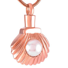 Load image into Gallery viewer, Seashell &amp; Pearl Cremation Urn Necklace