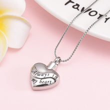 Load image into Gallery viewer, Silver Always In My Heart Cremation Urn Necklace