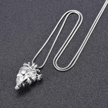 Load image into Gallery viewer, Silver Anatomical Heart Cremation Urn Necklace
