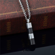 Load image into Gallery viewer, Silver &amp; Black Cylinder Cremation Urn Necklace