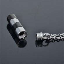 Load image into Gallery viewer, Silver &amp; Black Cylinder Cremation Urn Necklace