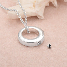 Load image into Gallery viewer, Silver Circle Cremation Urn Necklace