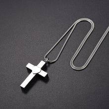 Load image into Gallery viewer, Silver Cross With Heart Cremation Urn Necklace