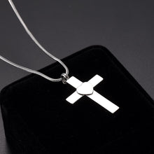 Load image into Gallery viewer, Silver Cross With Heart Cremation Urn Necklace
