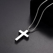 Load image into Gallery viewer, Silver Cross With Heart Cremation Urn Necklace