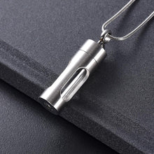 Load image into Gallery viewer, Silver Cylinder Cremation Urn Necklace