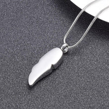 Load image into Gallery viewer, Silver Feather Shaped Cremation Urn Necklace