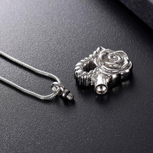 Load image into Gallery viewer, Silver Floral Heart Cremation Urn Necklace