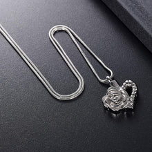 Load image into Gallery viewer, Silver Floral Heart Cremation Urn Necklace