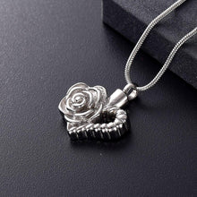 Load image into Gallery viewer, Silver Floral Heart Cremation Urn Necklace