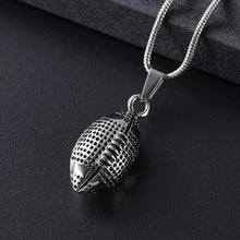 Load image into Gallery viewer, Silver Football Cremation Urn Necklace