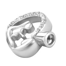 Load image into Gallery viewer, Silver Mother and Child Cremation Urn Necklace With Rhinestone Heart