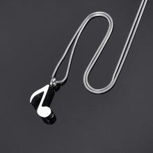 Load image into Gallery viewer, Silver Musical 8th Note Cremation Urn Necklace