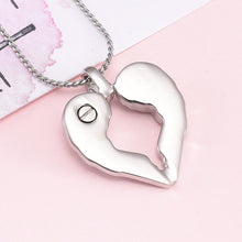 Load image into Gallery viewer, Silver &amp; Rhinestone Heart Shaped Angel Wings Cremation Urn Necklace