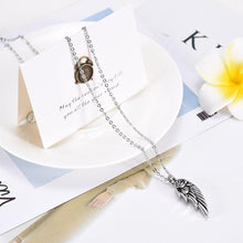 Load image into Gallery viewer, Silver Rose &amp; Angel Wing Cremation Urn Necklace