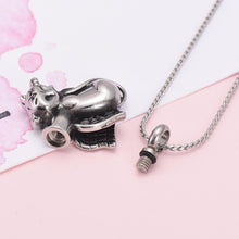 Load image into Gallery viewer, Silver Sleeping Cat Angel Cremation Urn Necklace