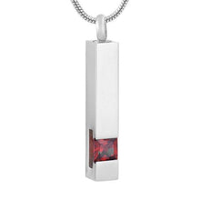 Load image into Gallery viewer, Silver Square Column With Rhinestone Cremation Urn Necklace