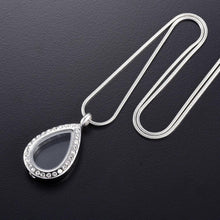 Load image into Gallery viewer, Silver Teardrop With Rhinestones Cremation Urn Necklace